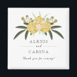 Magnet guld Ro & Botaniskt Löv<br><div class="desc">Enkelt men elegant blommigt bröllop med vattenfärgen guld ro och botaniskt löv. Anpassa den med dina egna uppgifter om bröllop.</div>