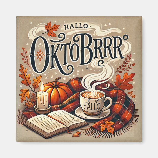 Magnet: Hallo Oktobrrr Herbstdesign Magnet (Framsidan)