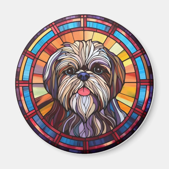 Magnet Hund design i fastnat glas (Framsidan)