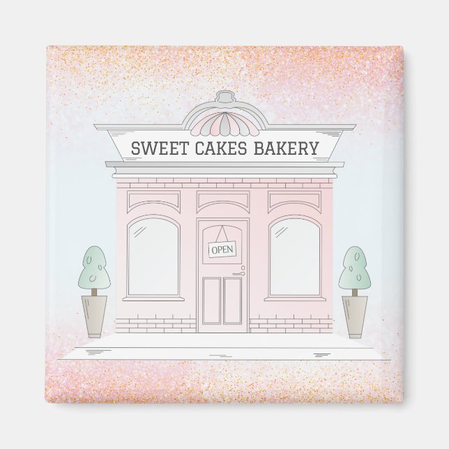 Magnet Illustrated Bakery Cafe Outdoor Shop Rosa (Framsidan)