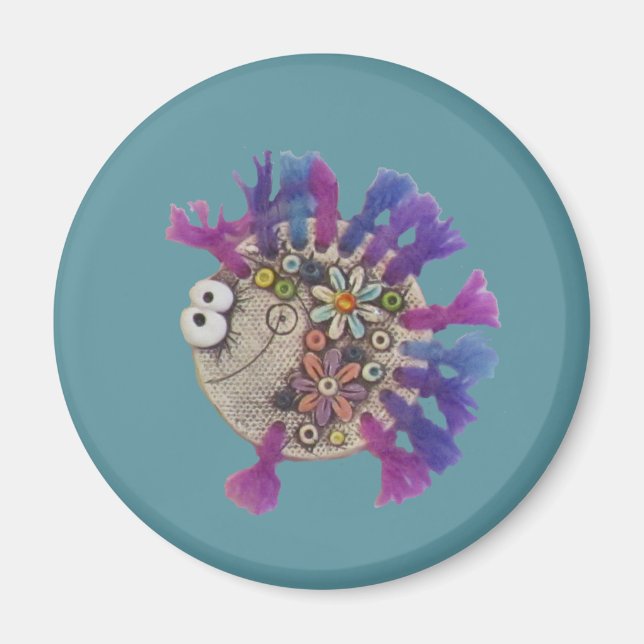 Magnet - Lila Yarn Fish - Baby (Framsidan)