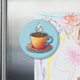 Magnet med ångande kaffekopp