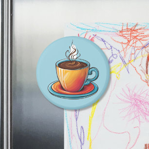 Magnet med ångande kaffekopp