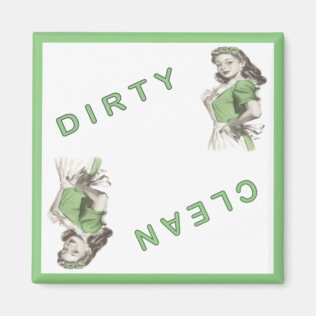 Magnet med Dirty Clean Dishwasher Maid Print (Framsidan)