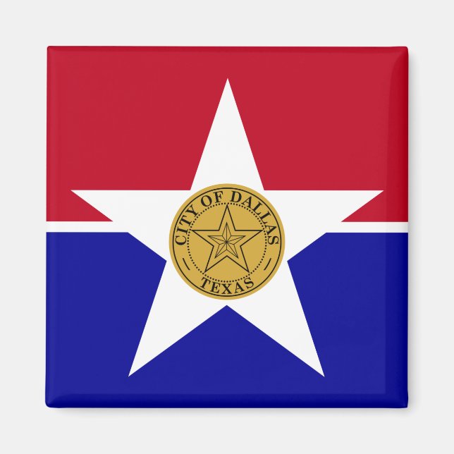 Magnet med Flagga av Dallas, Texas, USA (Framsidan)
