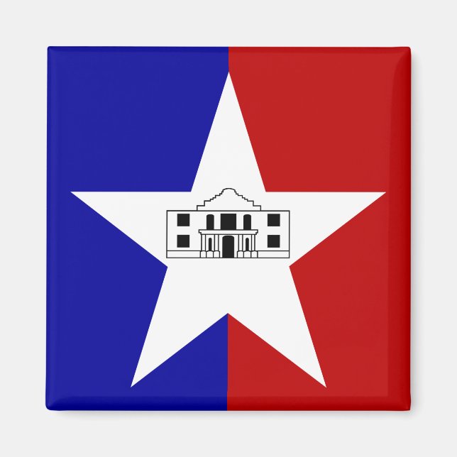 Magnet med Flagga av San Antonio, Texas, USA (Framsidan)