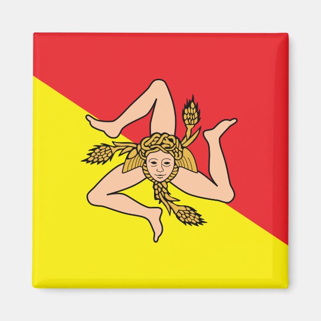 Magnet med Flagga av Sicilien, Italien (Framsidan)