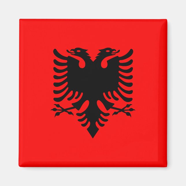 Magnet med Flagga i Albanien (Flamuri i Shqipërisë (Framsidan)