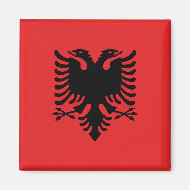 Magnet med Flagga i Albanien (Flamuri i Shqipërisë (Framsidan)