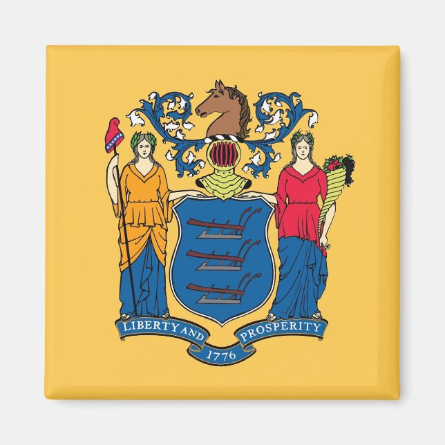Magnet med Flagga of New jersey State - USA (Framsidan)