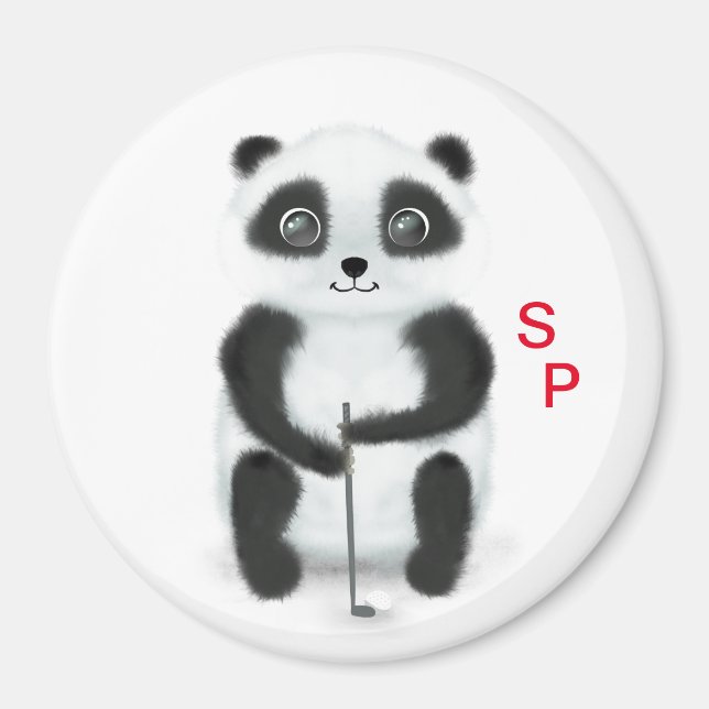 magnet med golfspel panda (Framsidan)