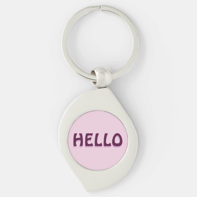 MAGNET MED HELLO SWIRL SILVERFÄRGAD NYCKELRING (Framsidan)