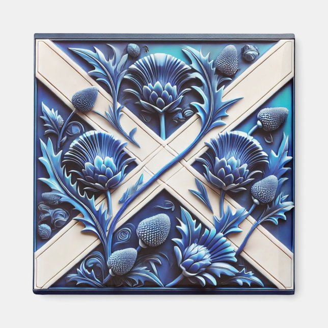 Magnet med Scottish Thistles Design (Framsidan)