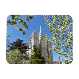 Magnet med SLC Temple med vita blommor
