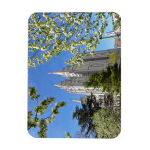 Magnet med SLC Temple med vita blommor