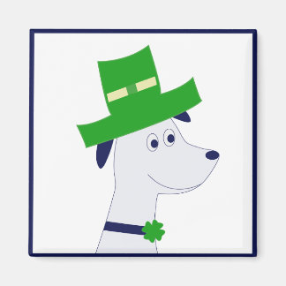 Magnet med St. Patrick's Day-hund och klöver