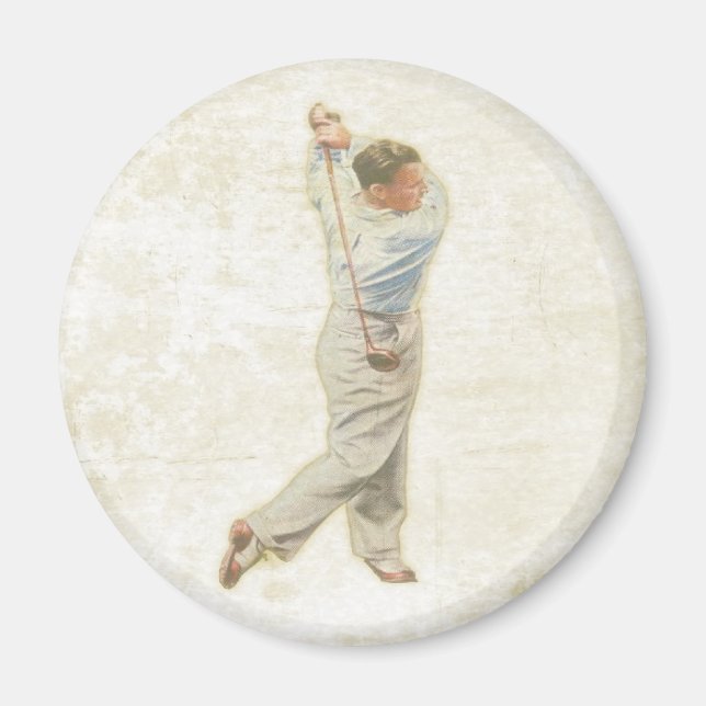 Magnet med Vintage Golf Player (Framsidan)