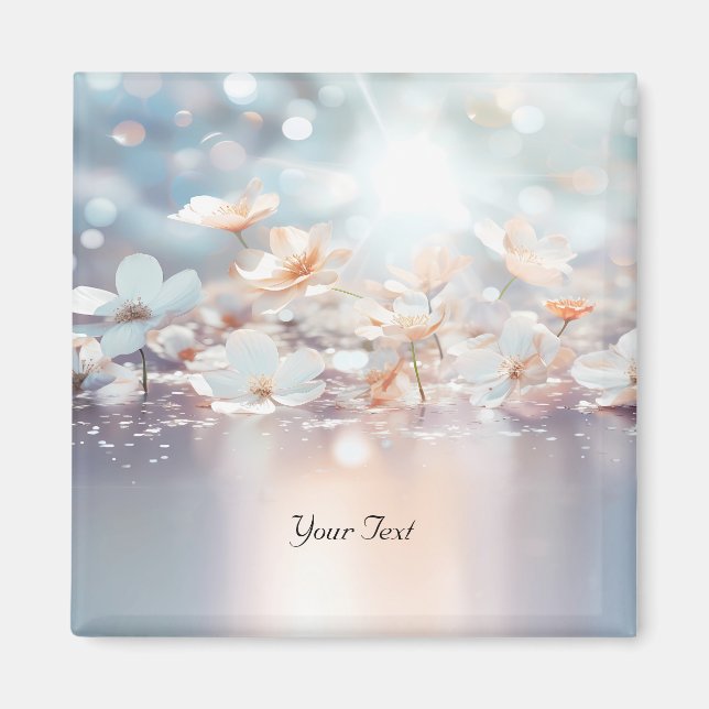 Magnet med vita persikoblommor (Framsidan)