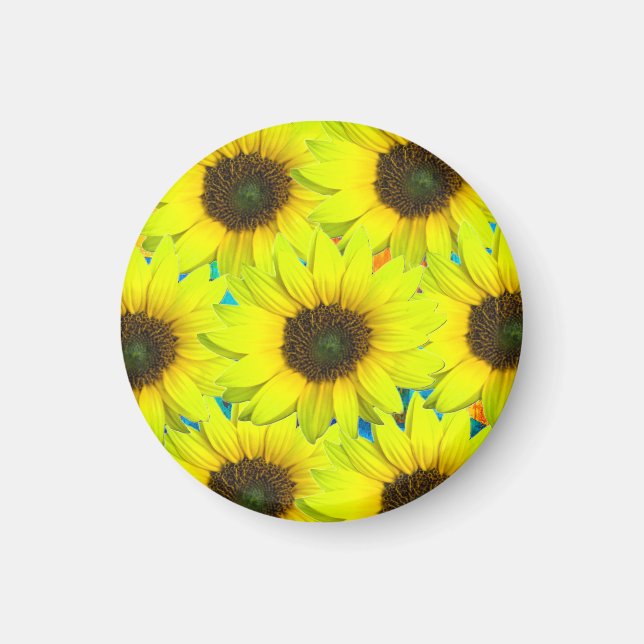 Magnet mit gelben kleinen Sonnenblumenblüten (Framsidan)
