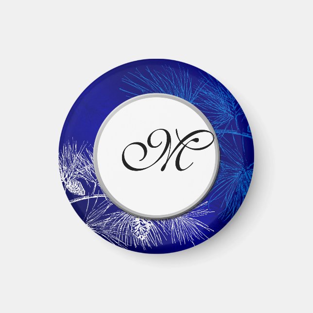 Magnet Monogram White Winter Anpassningsbar Magnet (Framsidan)