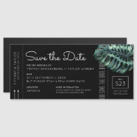 Magnet Monstera Boarding Pass Spara datum svart