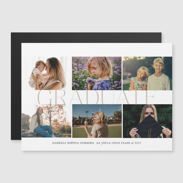 Magnet Multi-Photo then/Now Student-meddelande (Fram/baksida)
