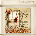 Magnet Music Photo Vintage bröllop-årsdagen<br><div class="desc">Magnet med anpassningsbarnas foto (tillval) som ramats in av en vintage-skrapboksdesign med ett musiktema. Vackert som en keepé för en bröllop-årsdag.</div>