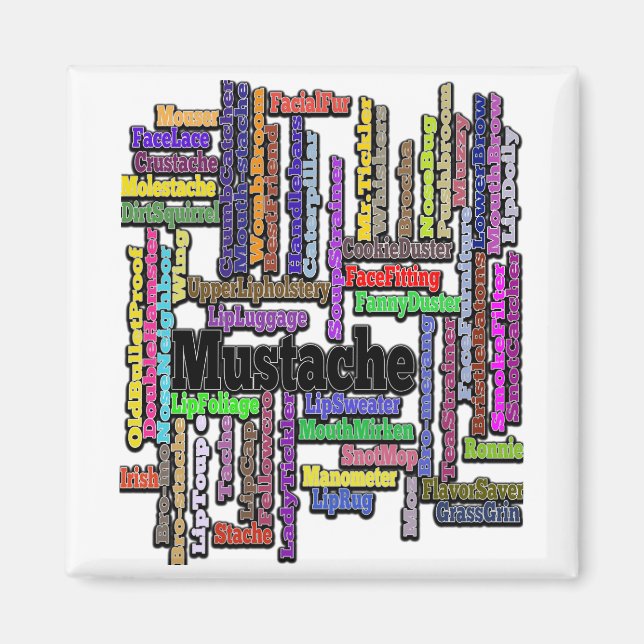 Magnet Mustache Mustache Text Fridge-kylare (Framsidan)