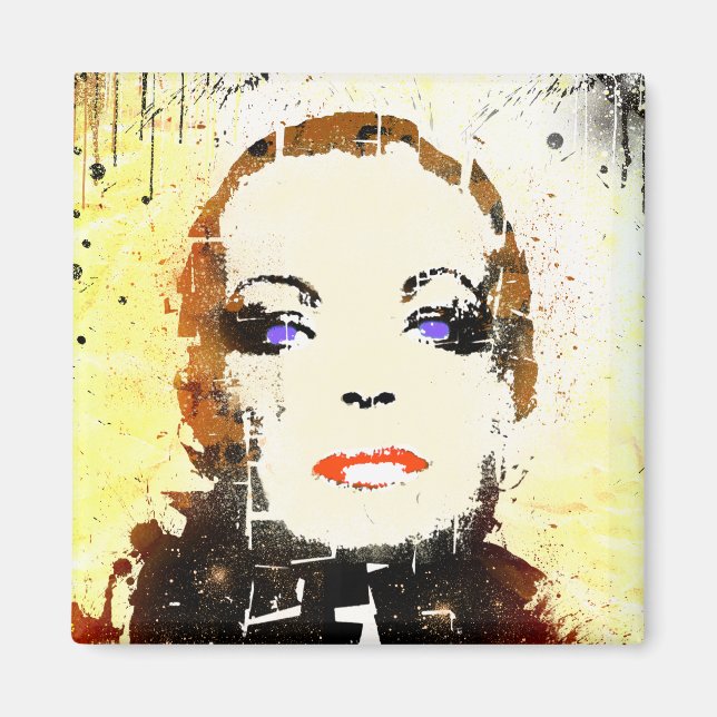 Magnet "pop art" kvinna porträtt (Framsidan)