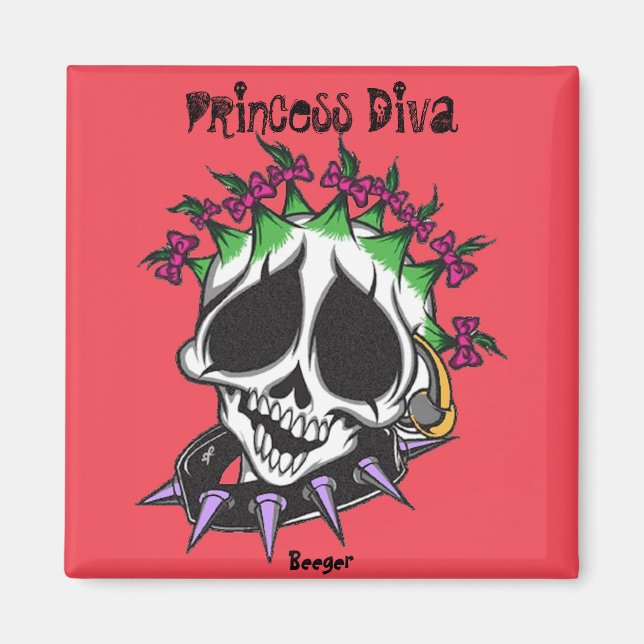 Magnet-Princess Diva Skull Magnet (Framsidan)
