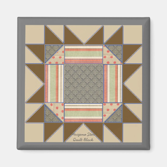 Magnet Quilt Block Mönster ’Arizona Star’ (Framsidan)