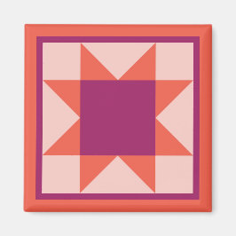 Magnet - Quilt Square med mjuka stjärnor (orange/r