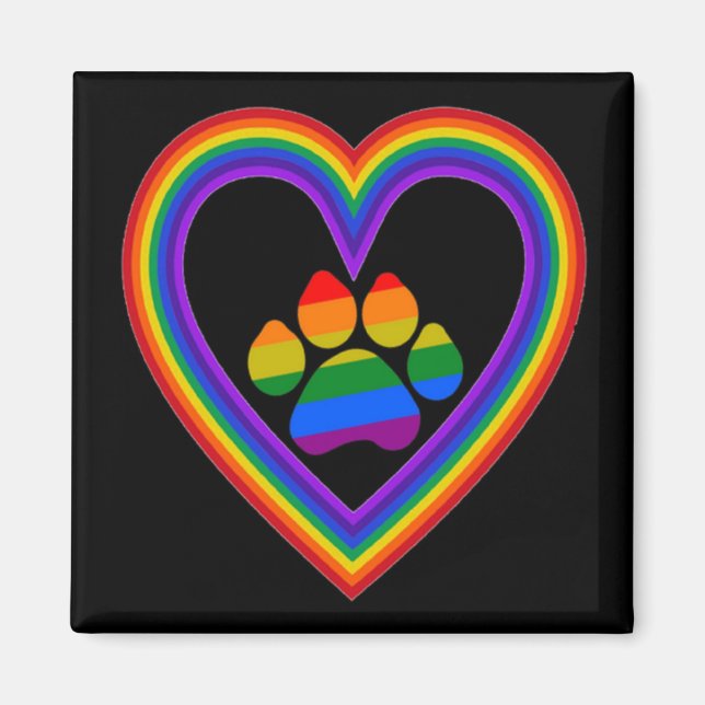 Magnet Rainbow Heart med Tass (Framsidan)