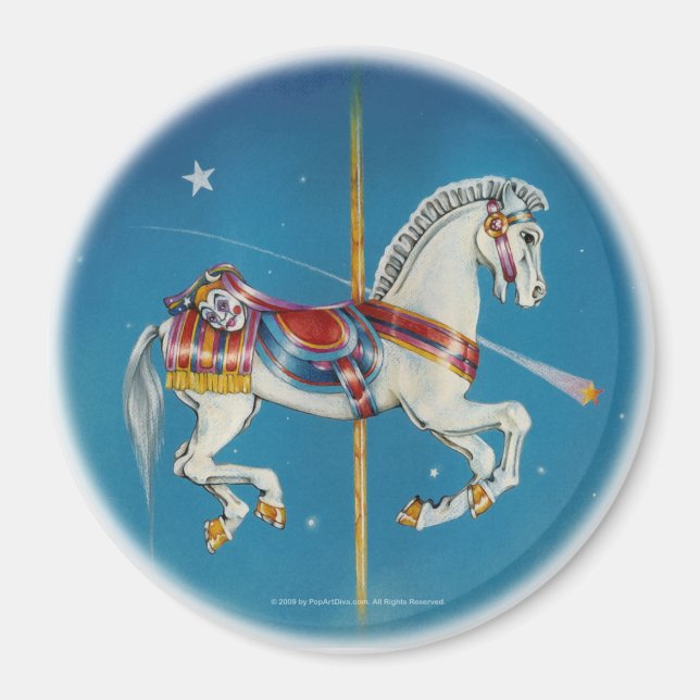 Magnet - Red, White & Blue Carousel Horse (Framsidan)