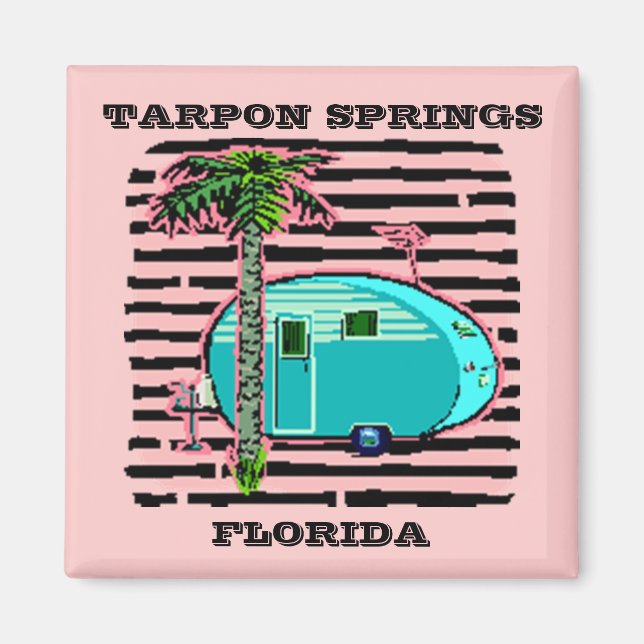 MAGNET-RETRO CAMPING IN CANNED-HAM STIL TRAILER! MAGNET (Framsidan)