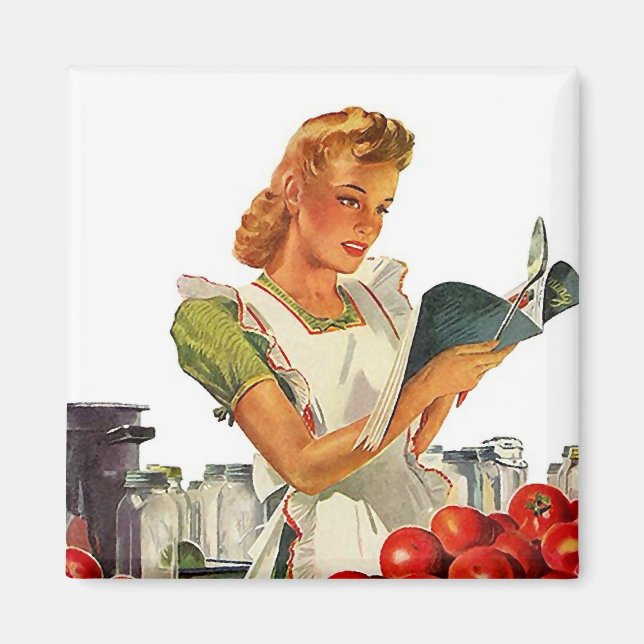 Magnet ~ RETRO KITCHEN Home Canning i mitten av år (Framsidan)