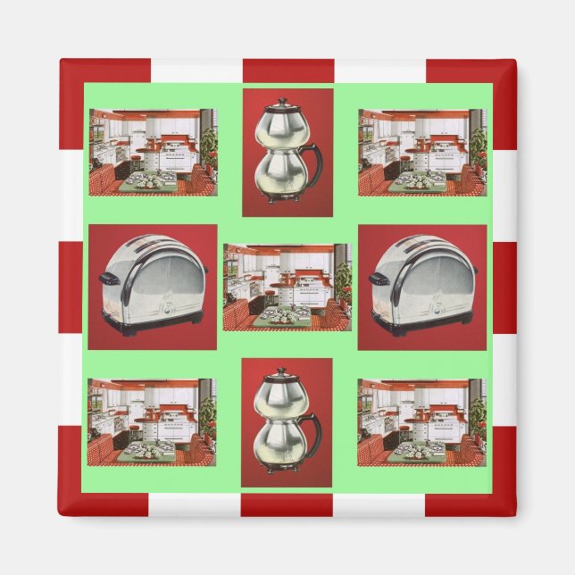 Magnet ~ RETRO KITCHEN Mid Century Chrome-Checkers (Framsidan)