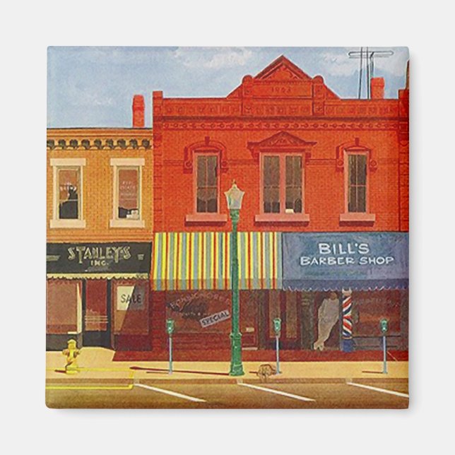 Magnet ~ RETRO Mid Century TOWN CITY STORE-FRONTS (Framsidan)