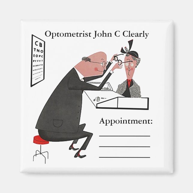 Magnet ~ RETRO Optometrist Öga Doktor Möte (Framsidan)