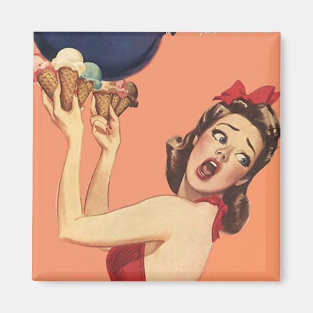 Magnet ~ RETRO överraskad Party Girl (Framsidan)