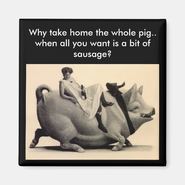 Magnet - Roligt Varför ta hem hela gris - korv (Framsidan)