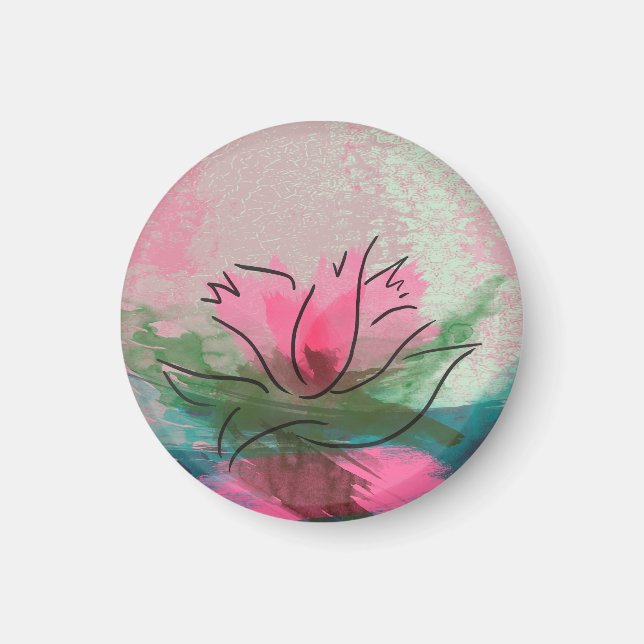Magnet, Rosa Blommmålning Magnet (Framsidan)
