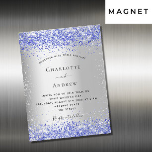 Magnet silver blå glitter bröllop