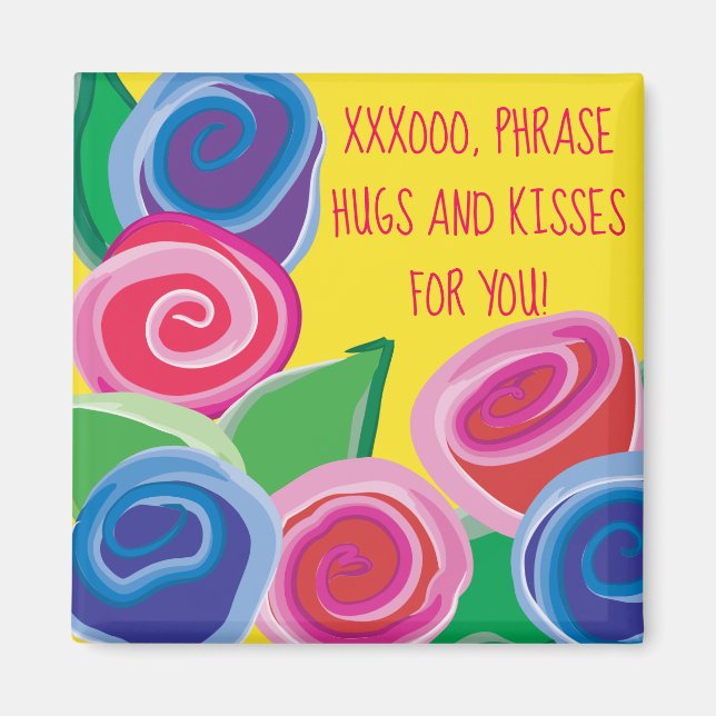 Magnet Square Hugs och Kisses (Framsidan)