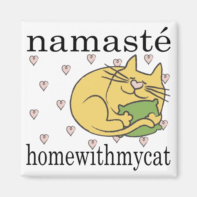 Magnet Square Namaste Home med mitt katt (Framsidan)