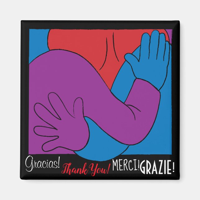 Magnet Square Tack och Merci (Framsidan)