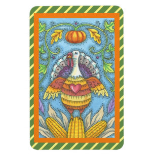 MAGNET Stor FOLK ART TURKEY & MAJ THANKSGIVING