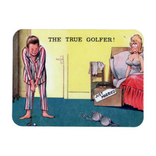 Magnet - tecknad - Golf - gammal vykort
