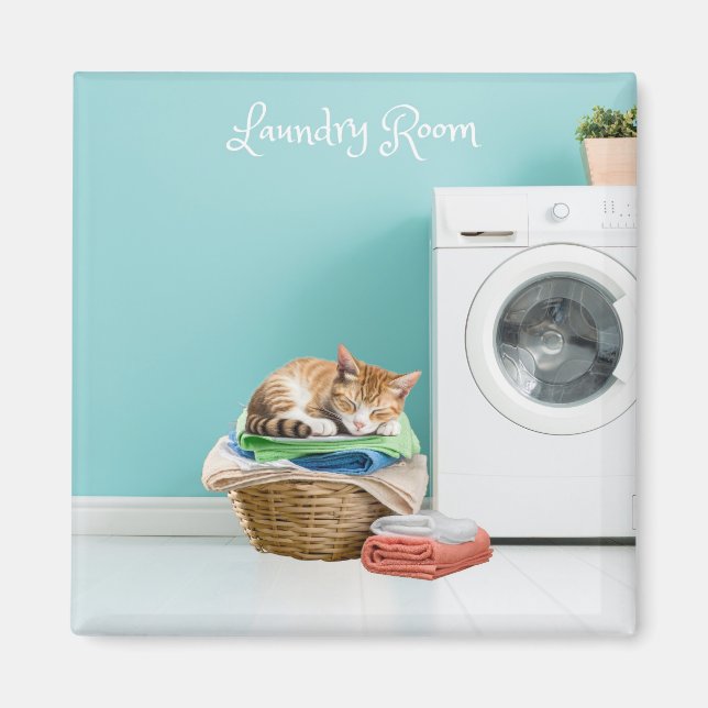 Magnet, Tvättstuga Med Katt Magnet (Framsidan)