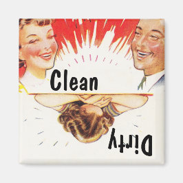 Magnet ~ Vintage Retro Roligt Clean Dirty Dishwash